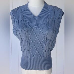 Sincerely Jules Women’s Blue Cable Knit Sweater‎ Vest Pullover Size Small